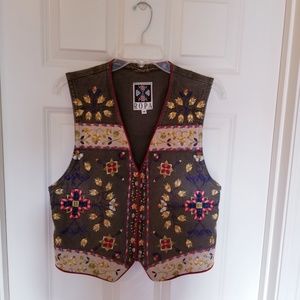 Hand Embroidered Boho vest .